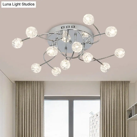 Minimalist Crystal Globe Semi Flush Ceiling Lamp In Chrome - 12/16/20 - Bulb Close To Light For