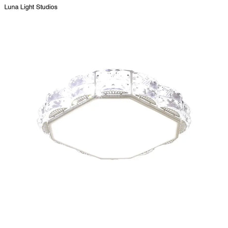 Minimalist Crystal Led Flush Lamp In Black/White