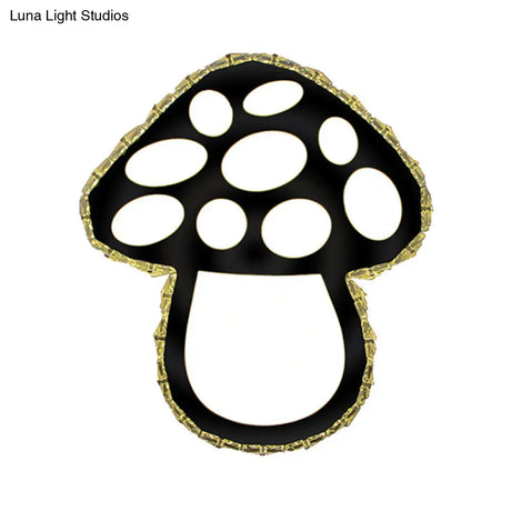 Minimalist Crystal Led Mushroom Wall Sconce In Black - Bedside Surface Mount Lighting 2 Color Light