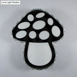 Minimalist Crystal Led Mushroom Wall Sconce In Black - Bedside Surface Mount Lighting 2 Color Light