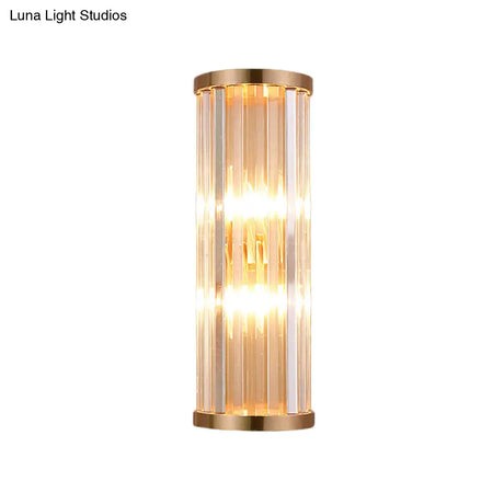 Minimalist Crystal Wall Sconce With 2 Bulbs For Living Room Lighting