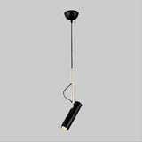 Metallic Cylinder Mini Pendant Light Fixture - Black/White With Warm/White Option