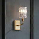 Minimalist Cylindrical Metal Sconce Light - Clear/Amber Crystal Wall Mount Lighting For Living Room