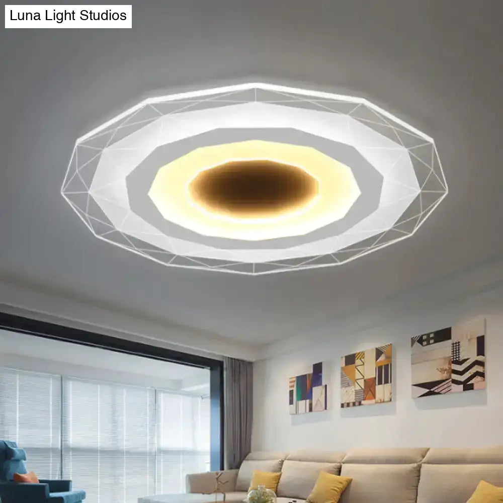 Minimalist Flush Mount Led Ceiling Lamp In White With Ultrathin Design & Acrylic Finish