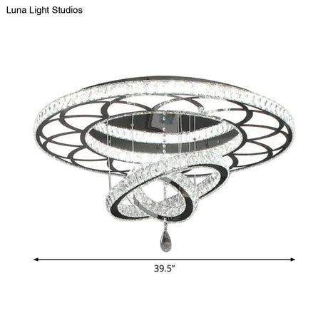Minimalist Flush Mount Led Crystal Ring Light For Living Room Ceiling