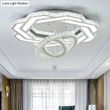 Minimalist Flush Mount Led Crystal Ring Light For Living Room Ceiling