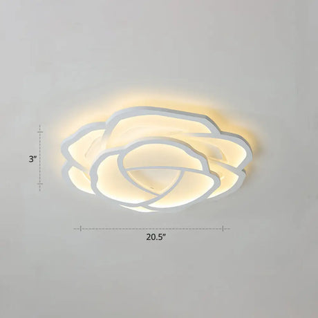 Minimalist Flushmount Led Ceiling Light For Bedroom - White Rose Acrylic Surface Mount / 20.5’ Warm
