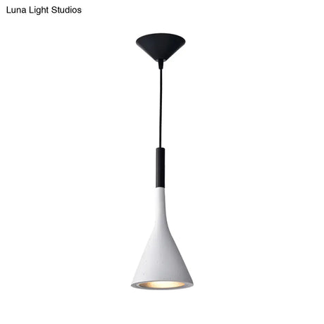 Minimalist Funnel Pendant Cement Light Fixture In Red/Black/White - Ideal For Bedside