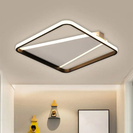 Minimalist Geometric Acrylic Led Flush Light - Black Mount 16.5’/20.5’ Width / 16.5’