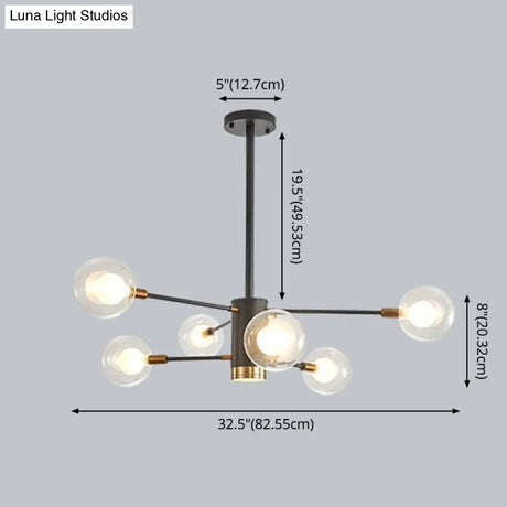 Minimalist Glass Chandelier With Clear Ball Shade - Modern Style Pendant Light For Living Room