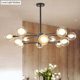 Minimalist Glass Chandelier With Clear Ball Shade - Modern Style Pendant Light For Living Room