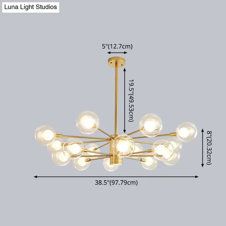 Minimalist Glass Chandelier With Clear Ball Shade - Modern Style Pendant Light For Living Room