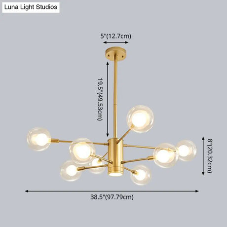 Minimalist Glass Chandelier With Clear Ball Shade - Modern Style Pendant Light For Living Room