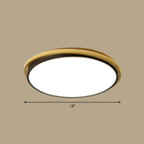 Minimalist Gold And Black Acrylic Round Led Flush Light For Bedroom Ceiling / 16’ Third Gear