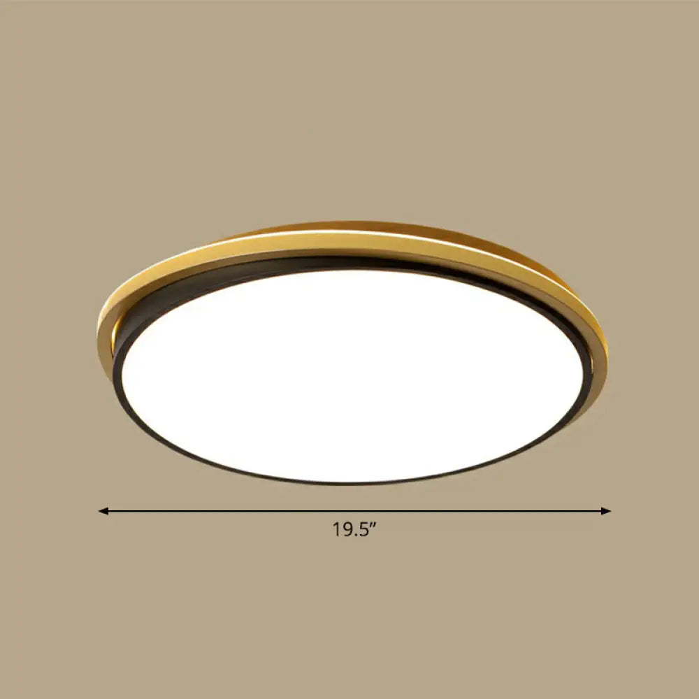 Minimalist Gold And Black Acrylic Round Led Flush Light For Bedroom Ceiling / 19.5’ Third Gear
