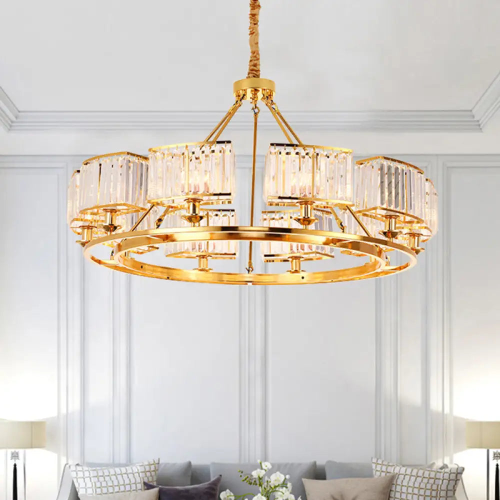 Minimalist Gold K9 Crystal Chandelier Pendant Light - Perfect for Dining Room 10 / Gold