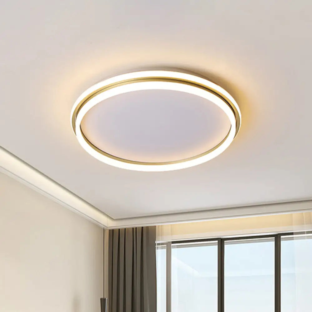 Minimalist Gold Led Ceiling Lamp - Acrylic Round Flush Light (16.5/20.5 Dia) With Remote Control