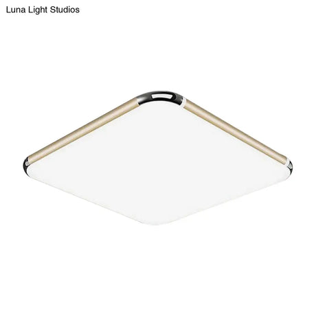 Minimalist Gold Led Flush Mount Ceiling Light For Bedroom Ultra-Thin Square/Rectangular Design With