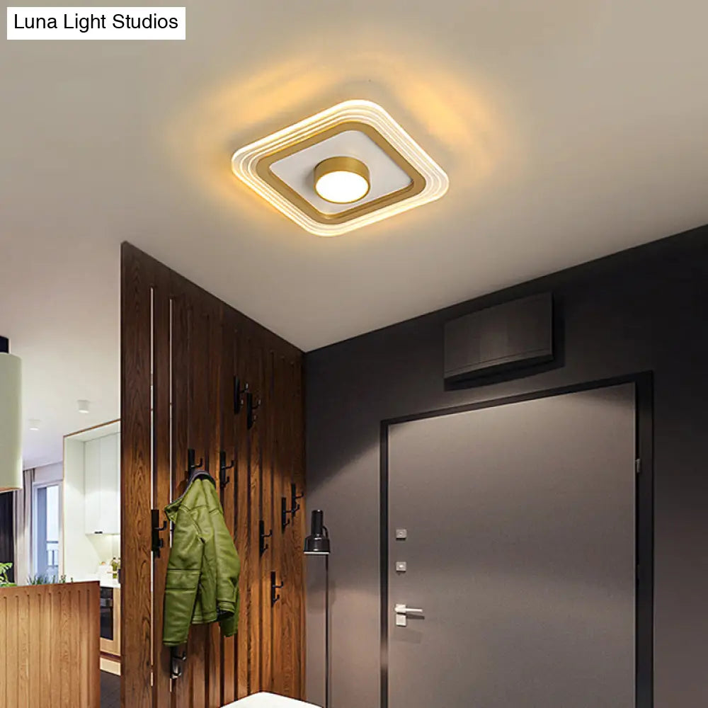 Minimalist Gold Led Flushmount Foyer Light – Small Acrylic Ceiling Flush Mount