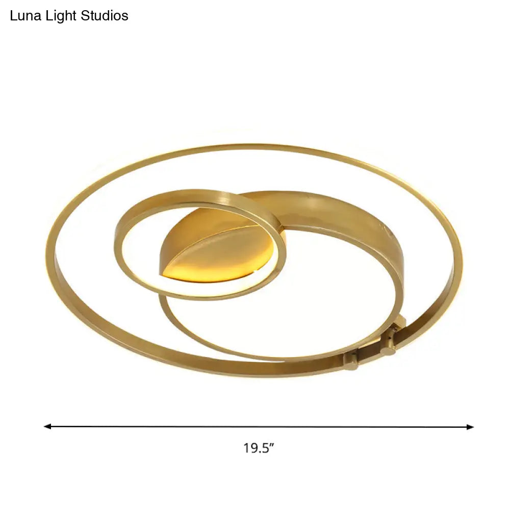 Minimalist Gold Rounded Flush Mount Led Ceiling Light For Bedrooms