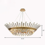 Minimalist Gold Tapered Chandelier Pendant Light With Crystal Prism - Ideal For Living Room
