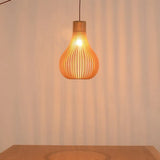 Minimalist Gourd Pendant Lamp With Wood Shade And Cutouts - Beige | Available In 12’/15’ W / 12’