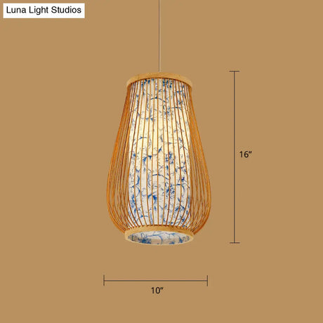 Minimalist Handwoven Rattan Pendant Ceiling Light - Wood Suspension Lighting