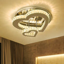 Minimalist Heart Shaped Crystal Led Flush Mount Ceiling Light For Bedroom Clear