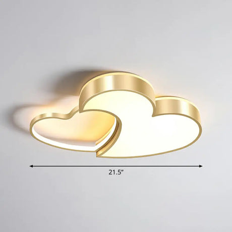 Minimalist Heart - Shaped Metal Ceiling Flush Mount Led Light In Golden Finish – Ideal For