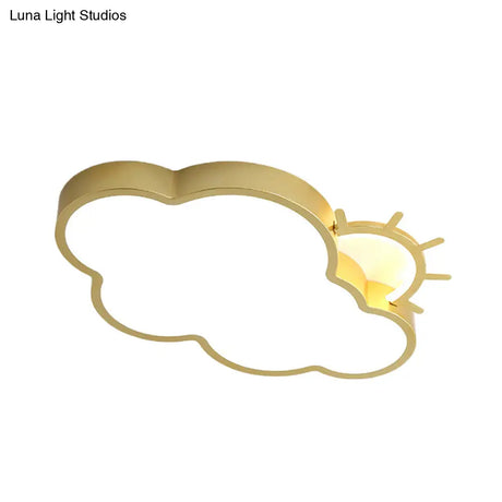 Minimalist Led Acrylic Cloud Flush Mount Lamp In Gold For Bedroom Ceiling