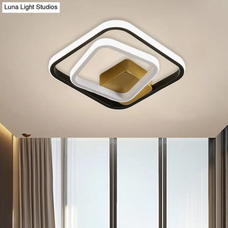 Minimalist Led Acrylic Flush Mount Ceiling Light Fixture - White/Black Round/Square Ring Flushmount