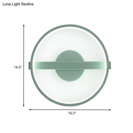 Minimalist Led Acrylic Wall Lamp In Green - White/Warm Light 12.5/16.5 Dia