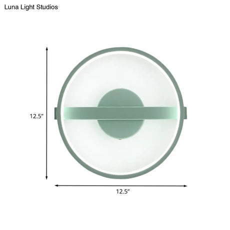 Minimalist Led Acrylic Wall Lamp In Green - White/Warm Light 12.5/16.5 Dia