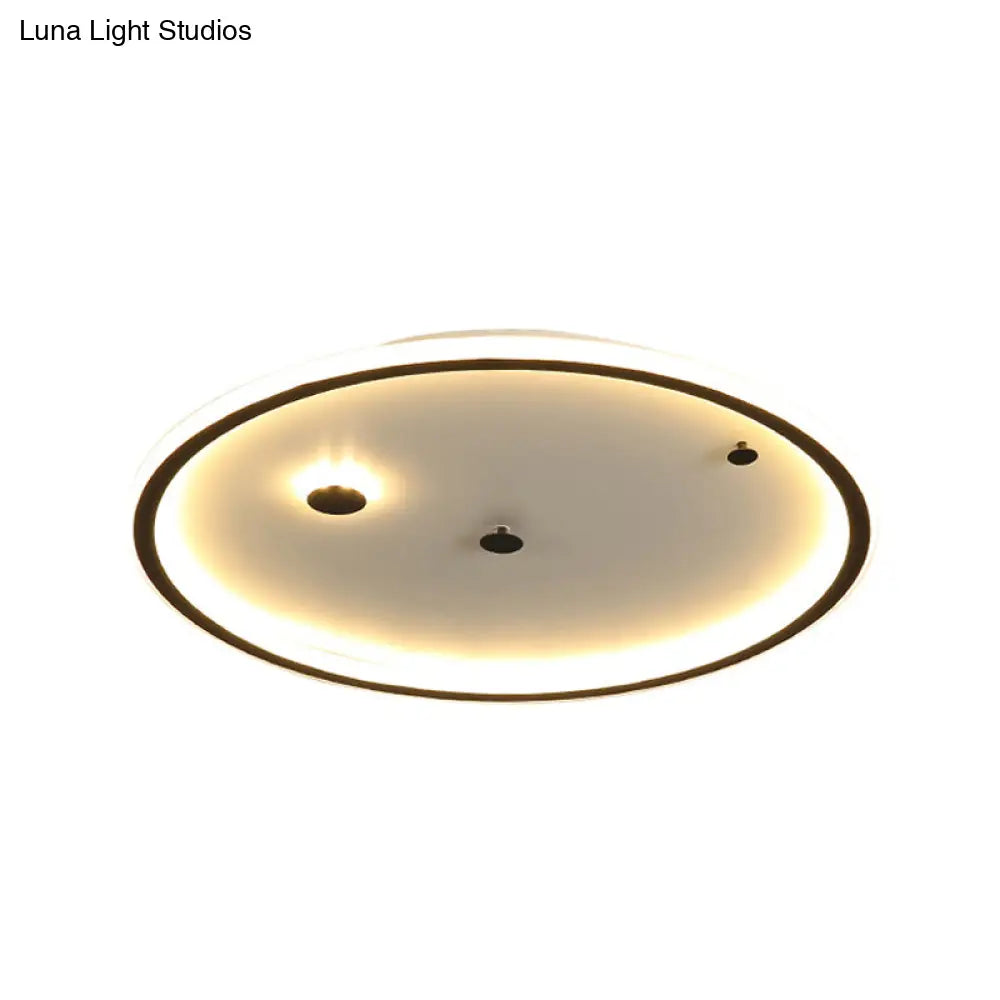 Minimalist Led Bedroom Flushmount Lamp With Round Acrylic Shade In Warm/White Light - 3 Sizes