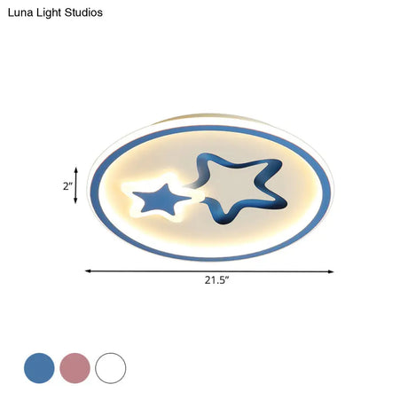Minimalist Led Ceiling Light - White/Blue Star Flush Mount For Living Room