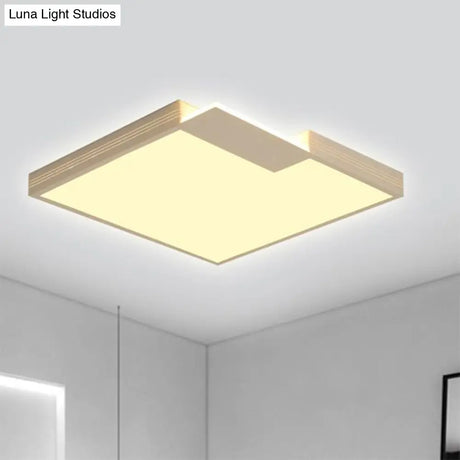Minimalist Led Ceiling Lighting: Square Acrylic Flush Mount White 16’/19.5’ Width Warm/White Light
