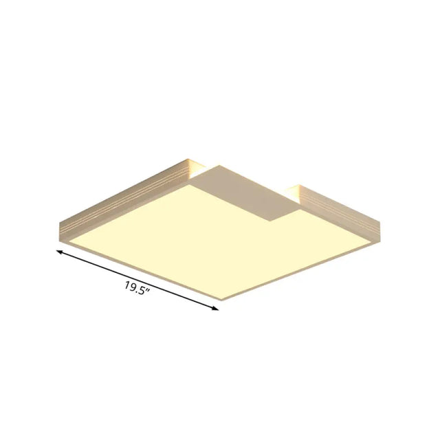 Minimalist Led Ceiling Lighting: Square Acrylic Flush Mount White 16/19.5 Width Warm/White Light
