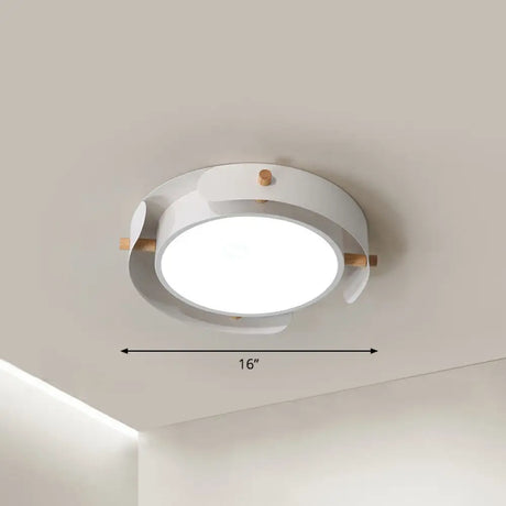 Minimalist Led Ceiling Mount Light - Round Metal Flush Fixture For Bedroom Lighting White / 16’