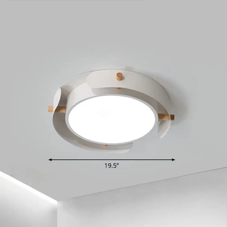 Minimalist Led Ceiling Mount Light - Round Metal Flush Fixture For Bedroom Lighting White / 19.5’