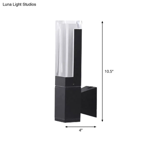 Minimalist Led Courtyard Wall Lamp In Black With Warm/White Light And Acrylic 1/2 Head Sconce