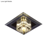 Minimalist Led Crystal Cube Ceiling Light - Compact Flush Mount For Corridors