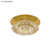 Minimalist Led Crystal Flush Light Fixture For Corridors - Flower Clear Faceted Ceiling Lamp