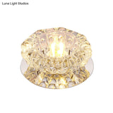 Minimalist Led Crystal Flush Mount Ceiling Lamp For Flower - Inspired Corridors