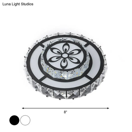 Minimalist Led Crystal Flush Mount Ceiling Lamp With Acrylic Geometry And Floral Pattern