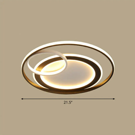 Minimalist Led Flush Ceiling Light Fixture - 3 - Ring Bedroom Mount In Black / 21.5’ Warm