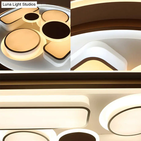 Minimalist Led Flush Light In Brown With Acrylic Shade - Round/Rectangular Ceiling Lighting Fixture