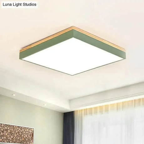 Minimalist Led Flushmount Light For Children’s Bedroom - Square Acrylic Close To Ceiling Fixture