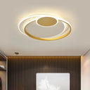 Minimalist Led Gold Flush Mount Lamp - Metallic Shade Warm/White Light 16.5’/20.5’ W / 16.5’ Warm