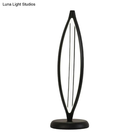 Minimalist Led Night Table Lamp - White/Black Oblong Design With Acrylic Shade And White/Warm Light