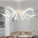 Minimalist Led Pendant Light In White For Restaurants - Flower Chandelier Design / A